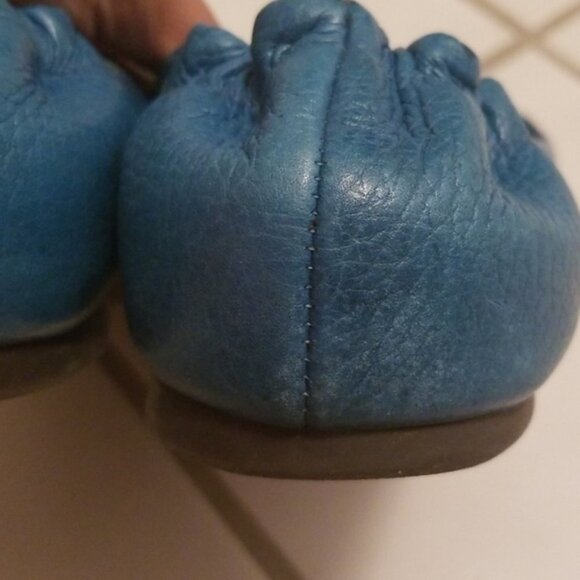 TORY BURCH Teal 8.5 M Tumbled Leather Reva Flats - Picture 4 of 8